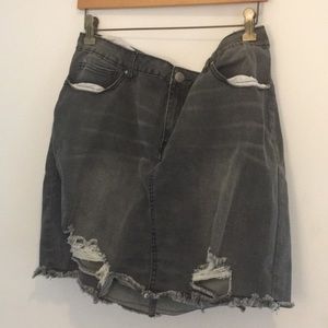 Distressed Gray Jean Skirt